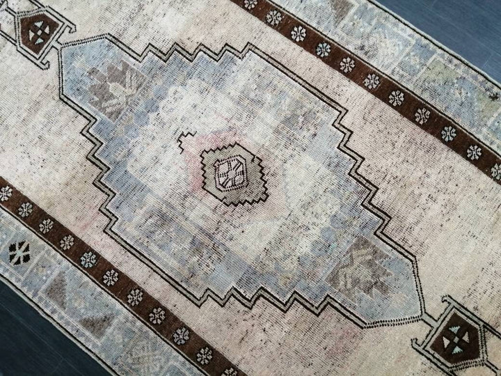 Beige Turkish Runner Rug 4' 2" x 11' 2" Hand-Knotted view 9