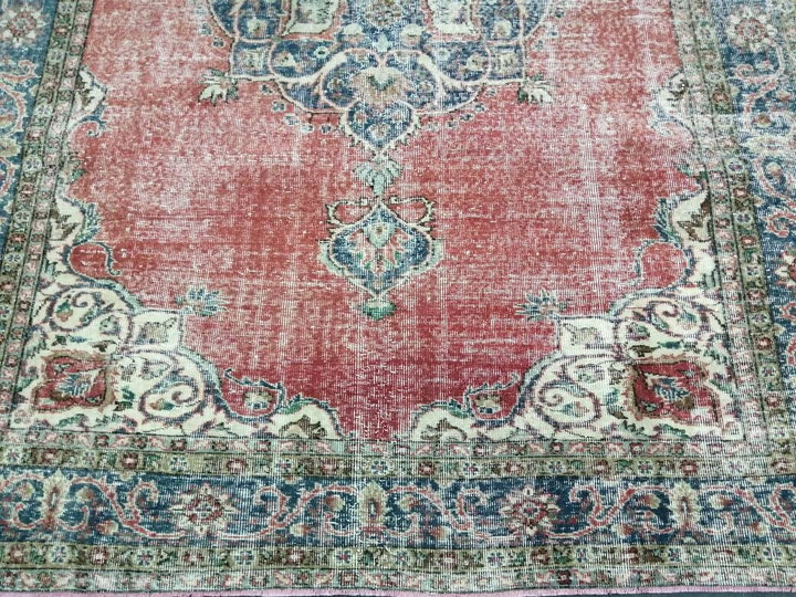 Pink Turkish Oushak Rug 7' 1" x 10' 4" Hand-Knotted reverse