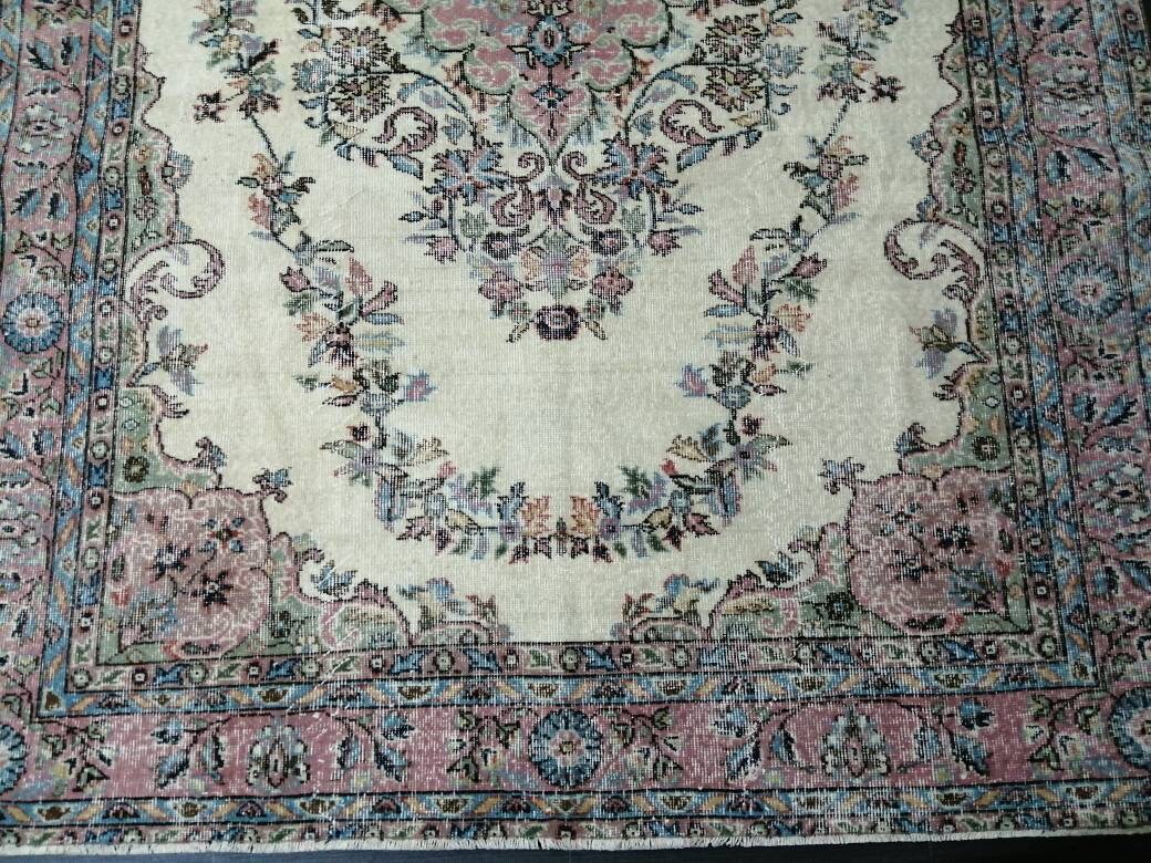 Pink Turkish Oushak Rug 6' 3" x 8' 9" Hand-Knotted view 9