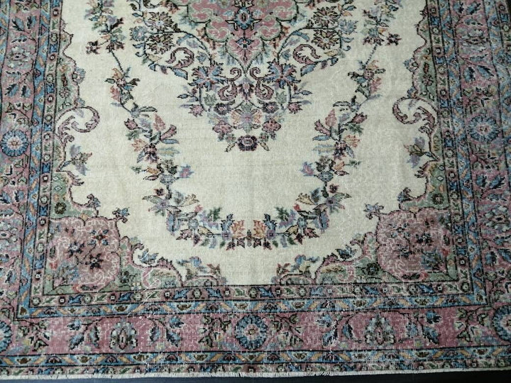 Pink Turkish Oushak Rug 6' 3" x 8' 9" Hand-Knotted view 9