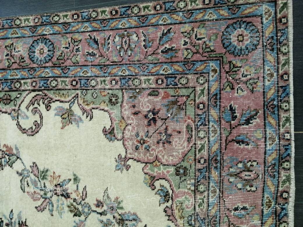 Pink Turkish Oushak Rug 6' 3" x 8' 9" Hand-Knotted view