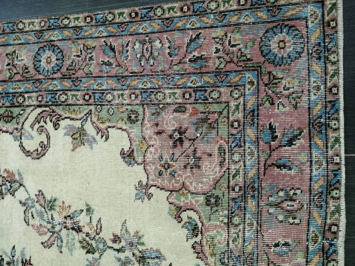Pink Turkish Oushak Rug 6' 3" x 8' 9" Hand-Knotted view