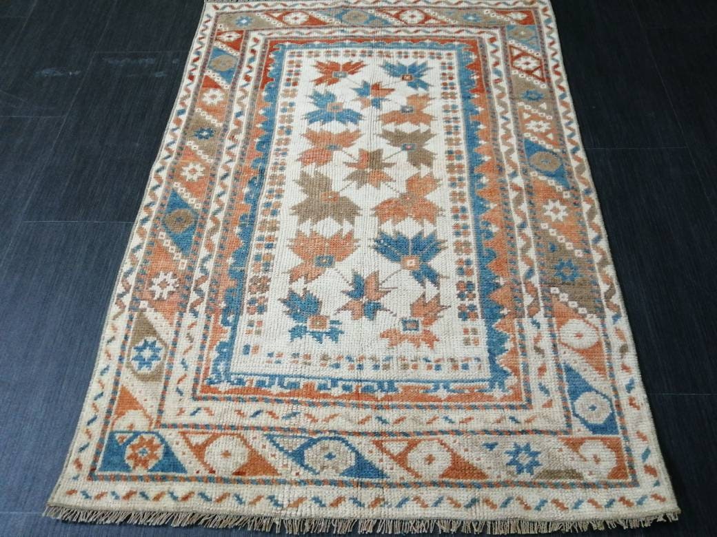 Rust Turkish Oushak Rug 2' 9" x 3' 11" Hand-Knotted pattern