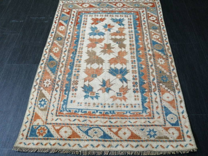 Rust Turkish Oushak Rug 2' 9" x 3' 11" Hand-Knotted pattern