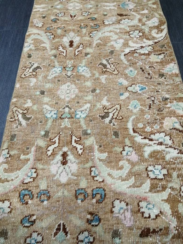 Tan Turkish Runner Rug 1' 11" x 10' 10" Hand-Knotted view