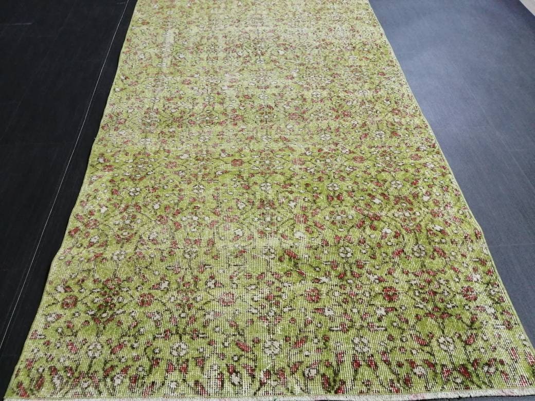 Green Turkish Oushak Rug 3' 8" x 6' 6" Hand-Knotted | No. WR98142
