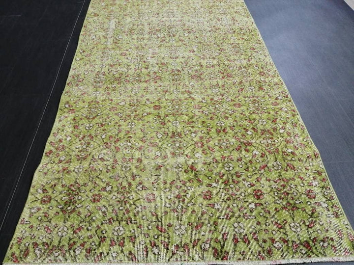 Green Turkish Oushak Rug 3' 8" x 6' 6" Hand-Knotted | No. WR98142