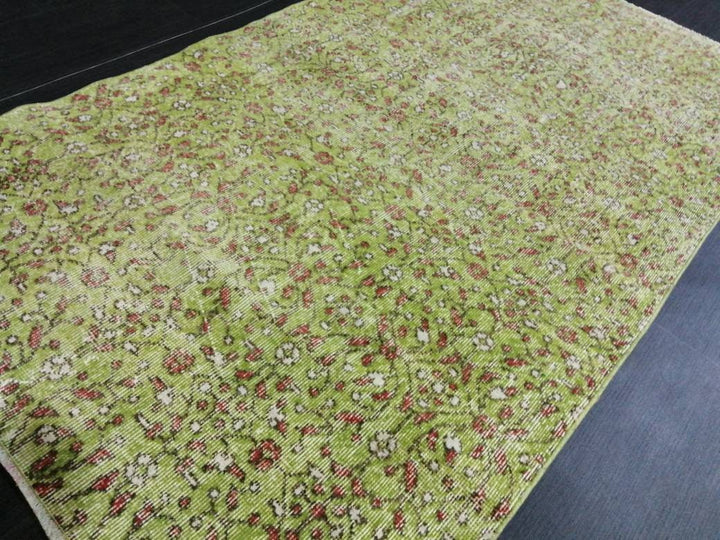 Green Turkish Oushak Rug 3' 8" x 6' 6" Hand-Knotted | No. WR98142