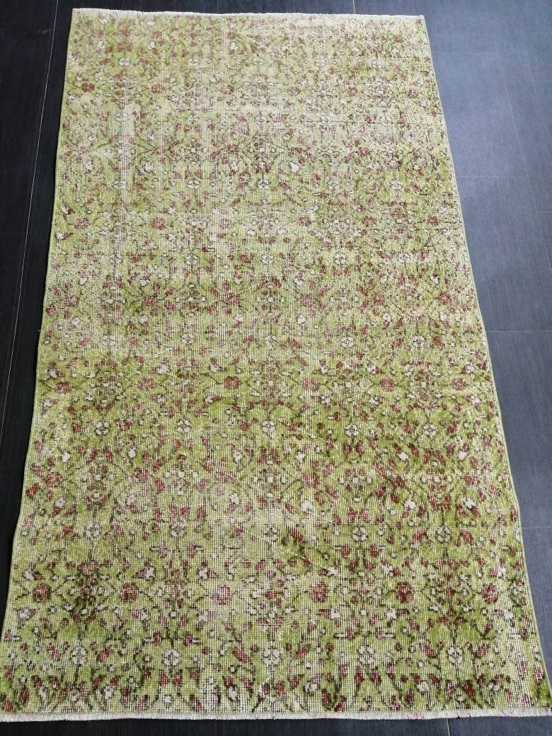 Green Turkish Oushak Rug 3' 8" x 6' 6" Hand-Knotted | No. WR98142