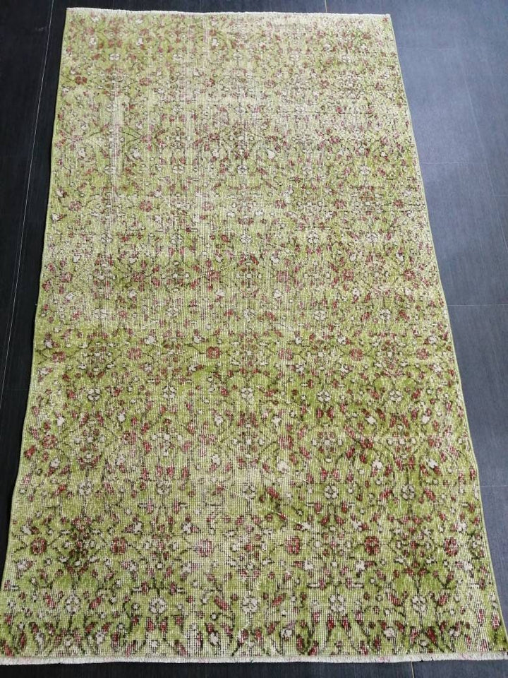 Green Turkish Oushak Rug 3' 8" x 6' 6" Hand-Knotted | No. WR98142