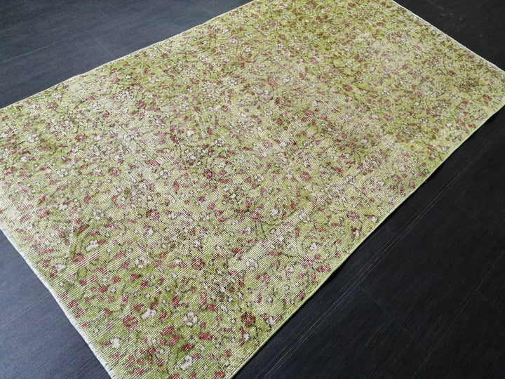 Green Turkish Oushak Rug 3' 8" x 6' 6" Hand-Knotted | No. WR98142