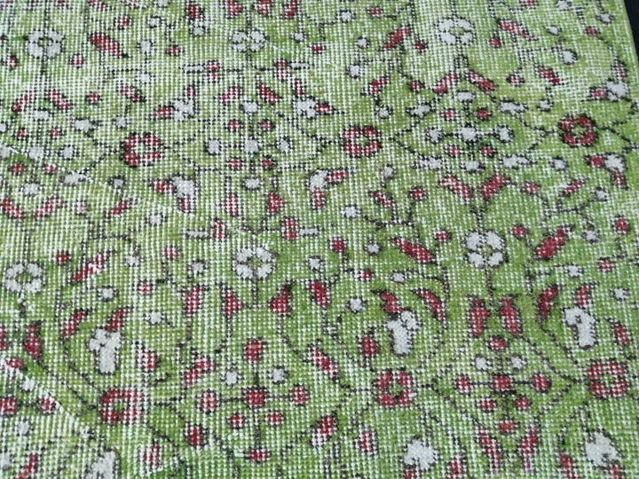 Green Turkish Oushak Rug 3' 8" x 6' 6" Hand-Knotted | No. WR98142