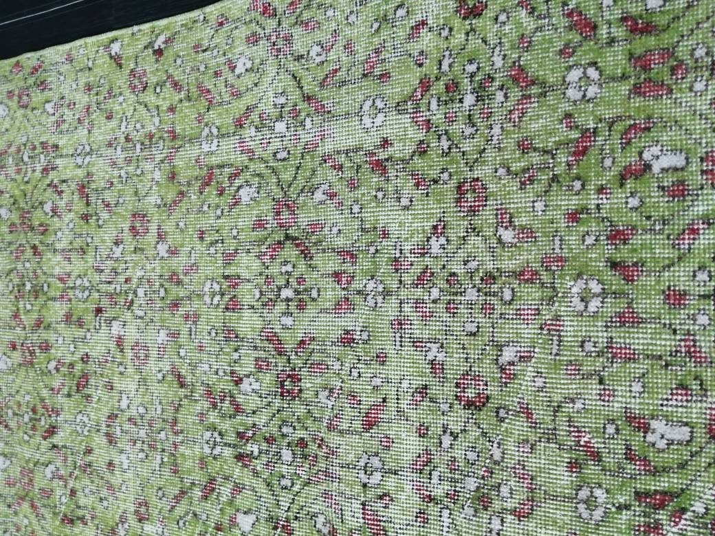 Green Turkish Oushak Rug 3' 8" x 6' 6" Hand-Knotted | No. WR98142