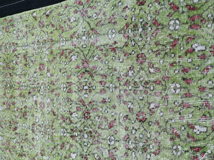 Green Turkish Oushak Rug 3' 8" x 6' 6" Hand-Knotted | No. WR98142