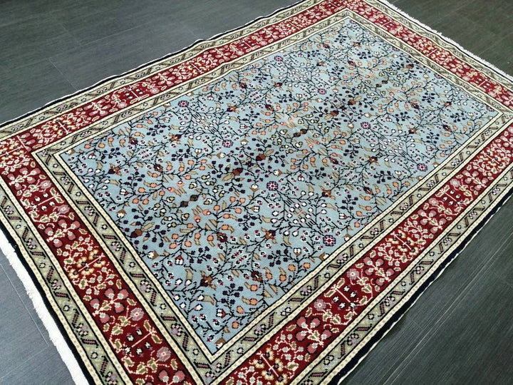 Blue Turkish Runner Rug 3' 8" x 5' 8" Hand-Knotted | No. WR82544
