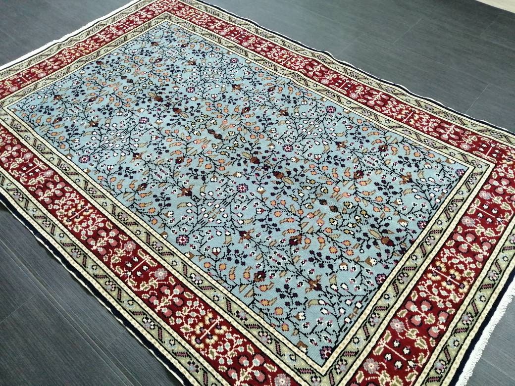 Blue Turkish Runner Rug 3' 8" x 5' 8" Hand-Knotted | No. WR82544