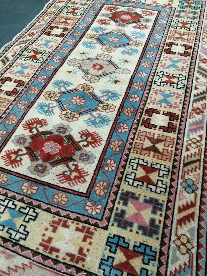 Navy Turkish Runner Rug 3' 10" x 6' 7" Hand-Knotted pattern