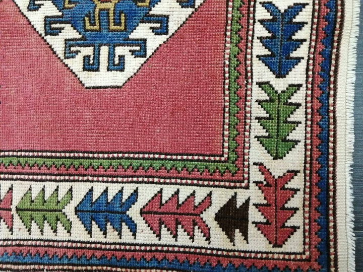 Navy Turkish Runner Rug 3' 5" x 4' 5" Hand-Knotted field