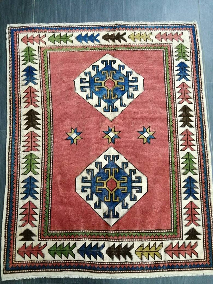 Navy Turkish Runner Rug 3' 5" x 4' 5" Hand-Knotted texture