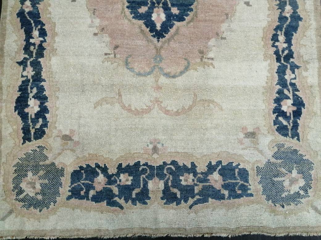 Blue Turkish Runner Rug 4' 11" x 9' 3" Hand-Knotted | No. WR65022