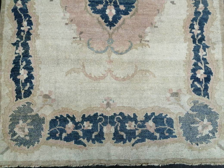 Blue Turkish Runner Rug 4' 11" x 9' 3" Hand-Knotted | No. WR65022