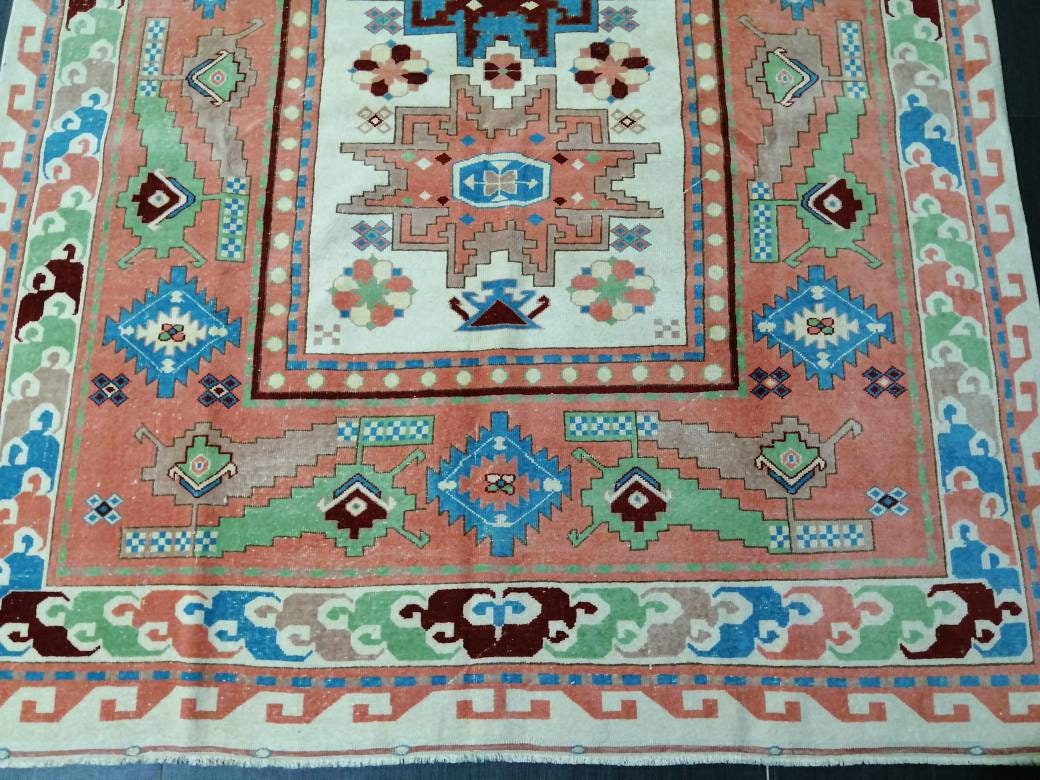 Blue Turkish Runner Rug 6' 4" x 9' 11" Hand-Knotted | No. WR32449