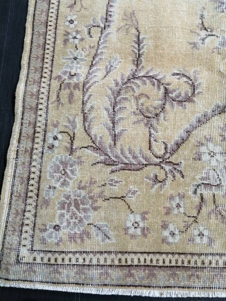 Beige Turkish Vintage Rug 3' 10" x 7' 1" Hand-Knotted | No. WR96323