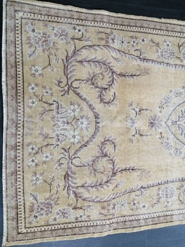 Beige Turkish Vintage Rug 3' 10" x 7' 1" Hand-Knotted | No. WR96323