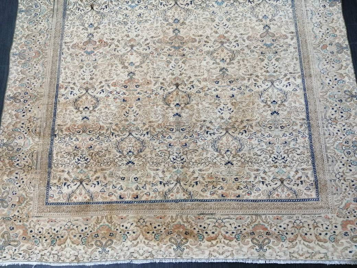 Beige Turkish Runner Rug 6' 2" x 9' 7" Hand-Knotted reverse