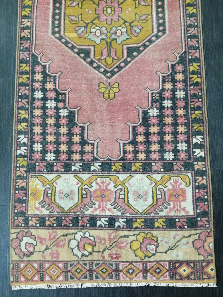 Pink Turkish Runner Rug 2' 5" x 8' 9" Hand-Knotted view