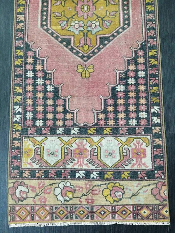 Pink Turkish Runner Rug 2' 5" x 8' 9" Hand-Knotted view