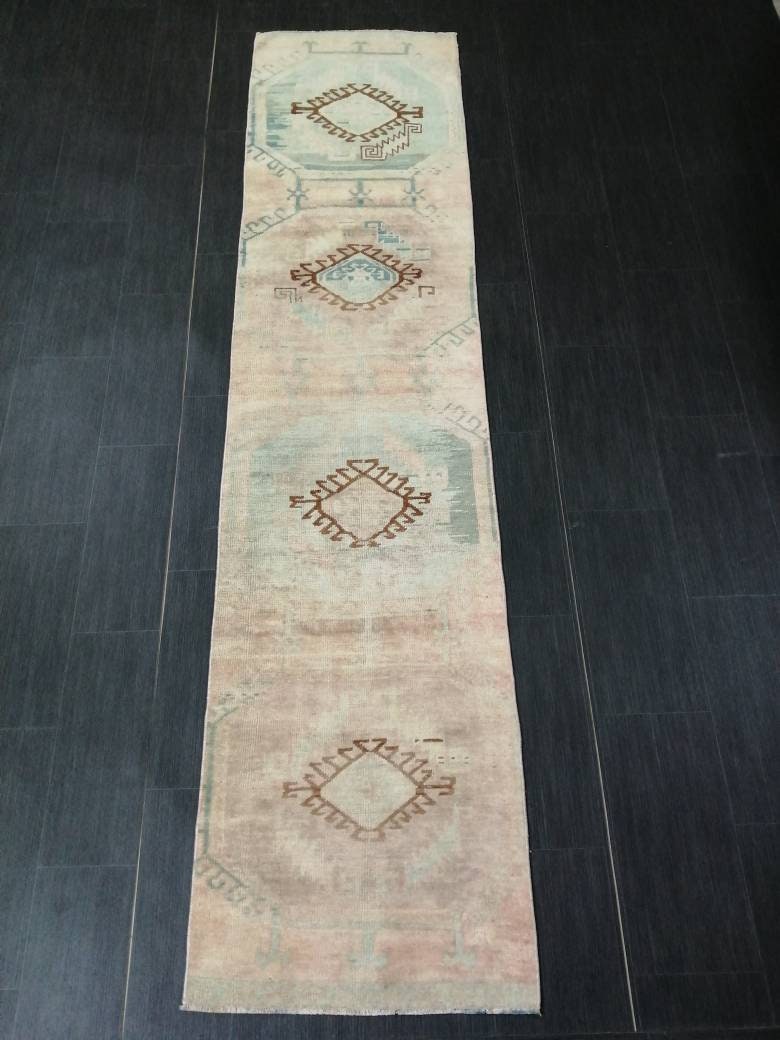 Rust Turkish Runner Rug 2' 3" x 9' 5" Hand-Knotted close-up
