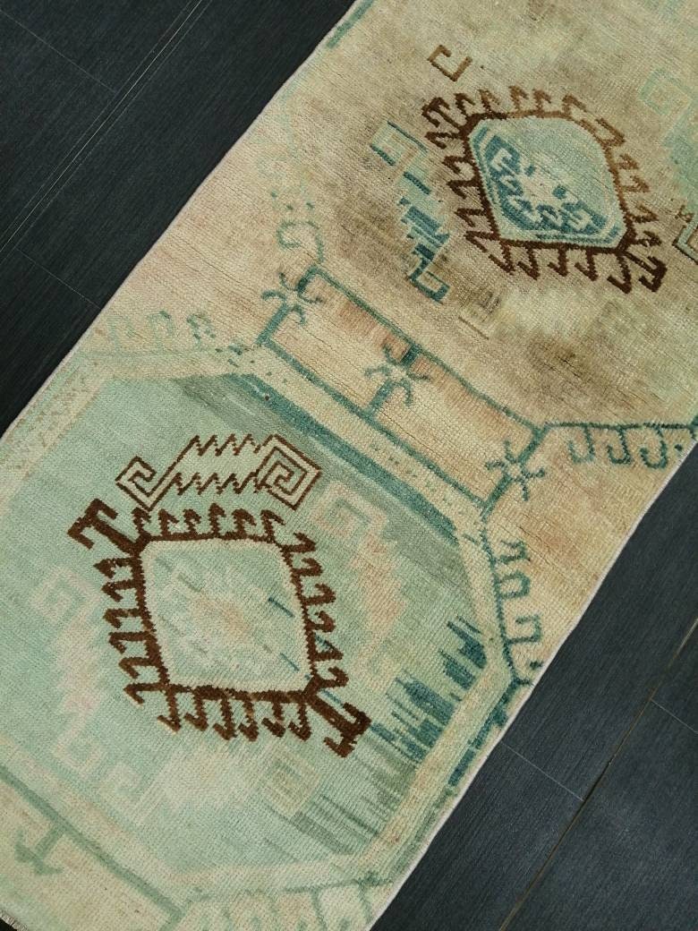Rust Turkish Runner Rug 2' 3" x 9' 5" Hand-Knotted texture