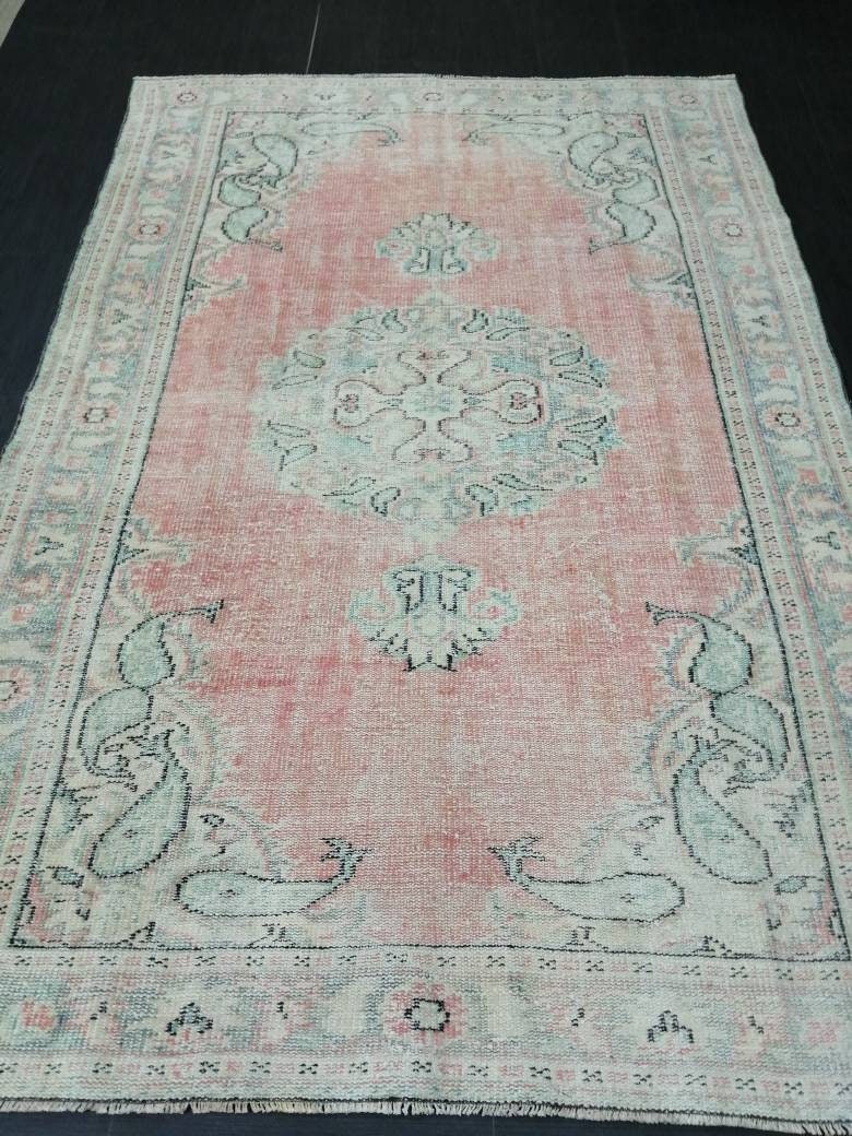 Pink Turkish Runner Rug 5' 10" x 8' 8" Hand-Knotted view