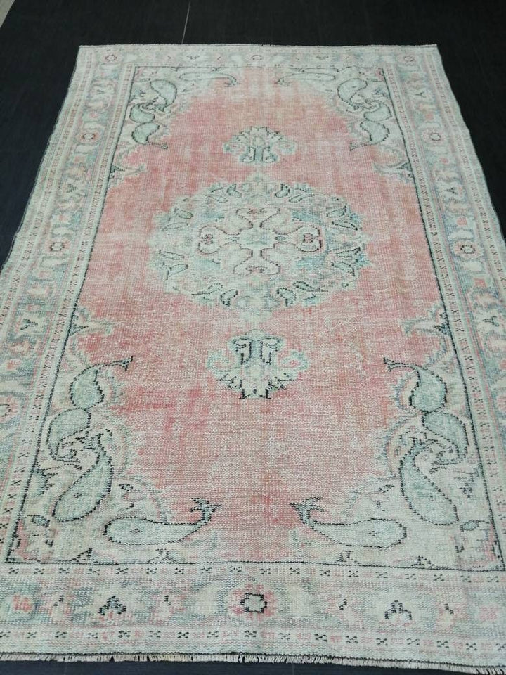 Pink Turkish Runner Rug 5' 10" x 8' 8" Hand-Knotted view