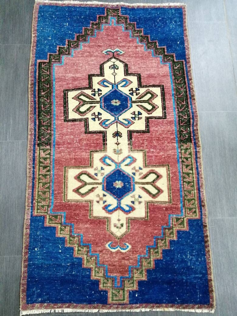 Blue Turkish Runner Rug 2' 7" x 4' 9" Hand-Knotted | No. WR62059