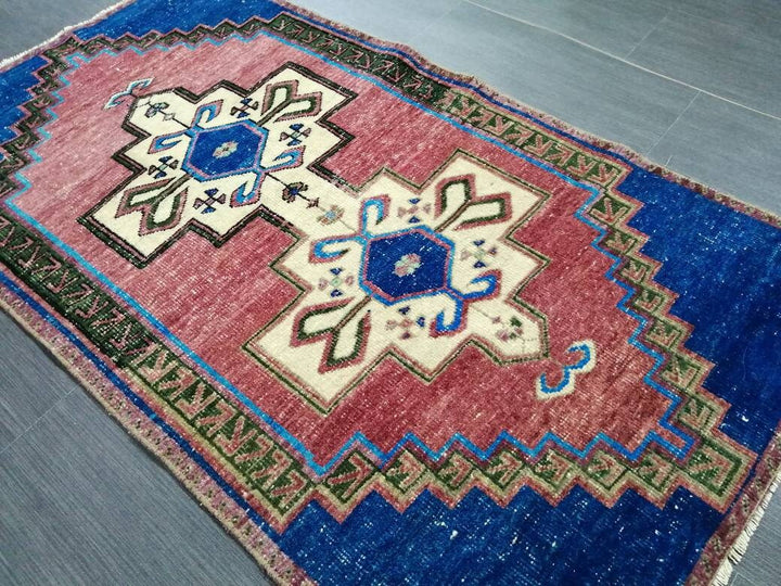 Blue Turkish Runner Rug 2' 7" x 4' 9" Hand-Knotted | No. WR62059