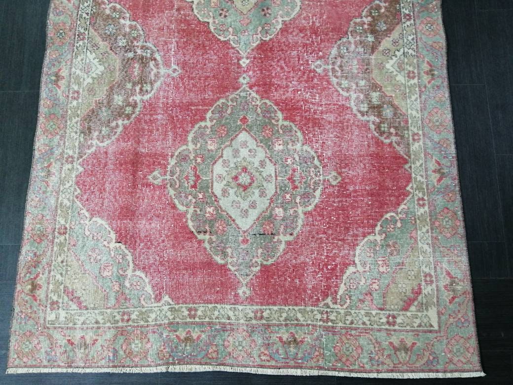 Beige Turkish Runner Rug 4' 3" x 12' Hand-Knotted reverse