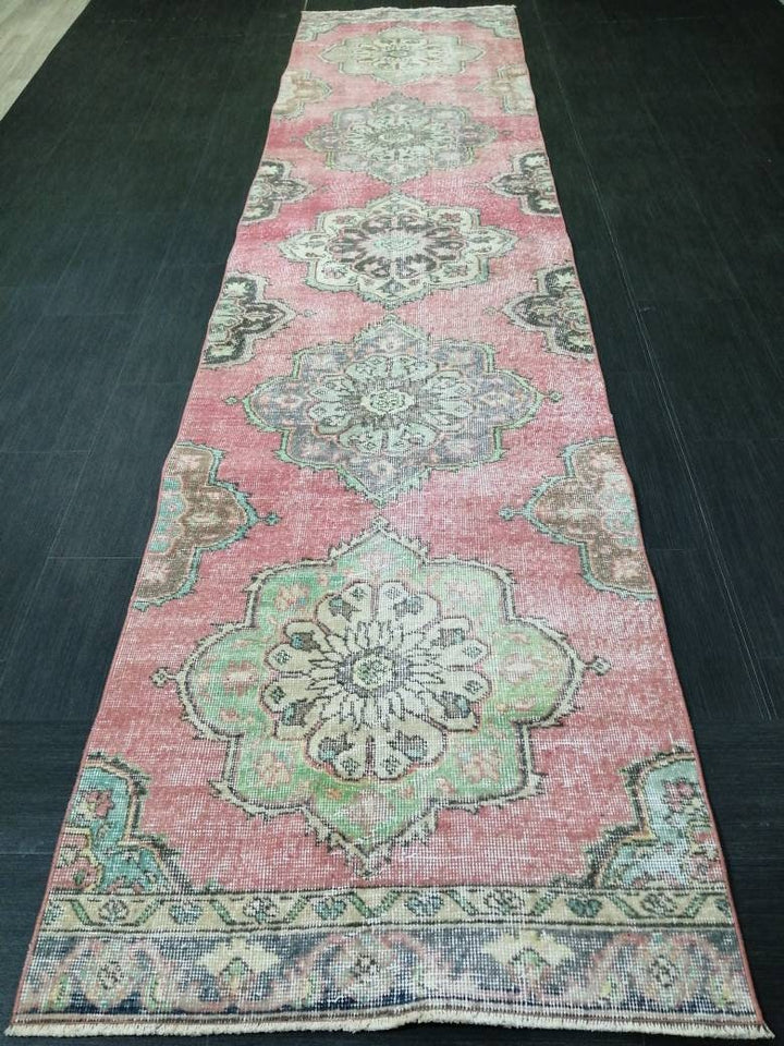 Beige Turkish Runner Rug 2' 10" x 12' 1" Hand-Knotted texture