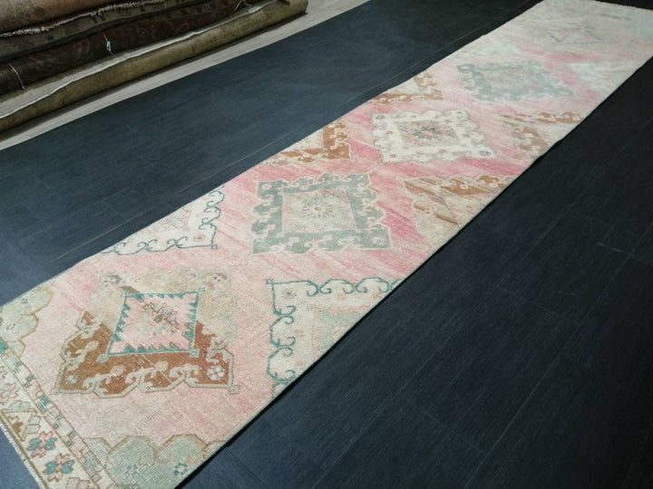 Beige Turkish Runner Rug 2' 11" x 13' 3" Hand-Knotted