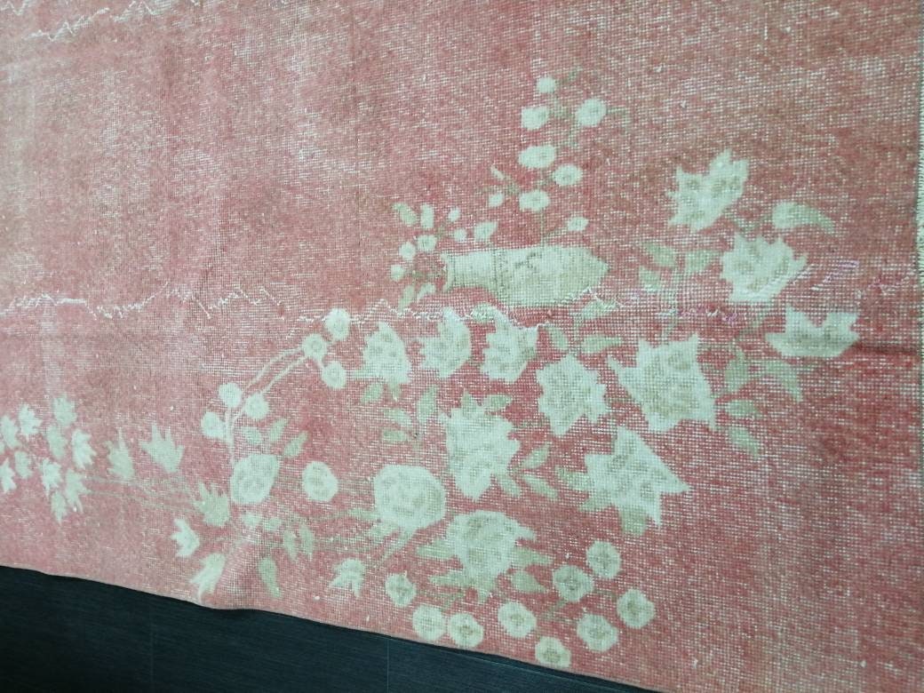 Pink Turkish Oushak Rug 6' 7" x 10' 7" Hand-Knotted view