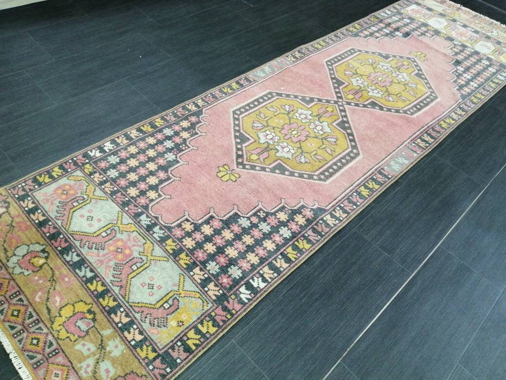 Pink Turkish Runner Rug 2' 5" x 8' 9" Hand-Knotted