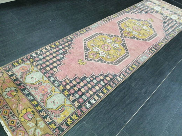 Pink Turkish Runner Rug 2' 5" x 8' 9" Hand-Knotted