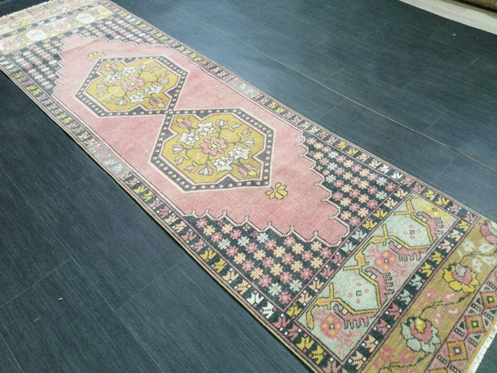 Pink Turkish Runner Rug 2' 5" x 8' 9" Hand-Knotted border