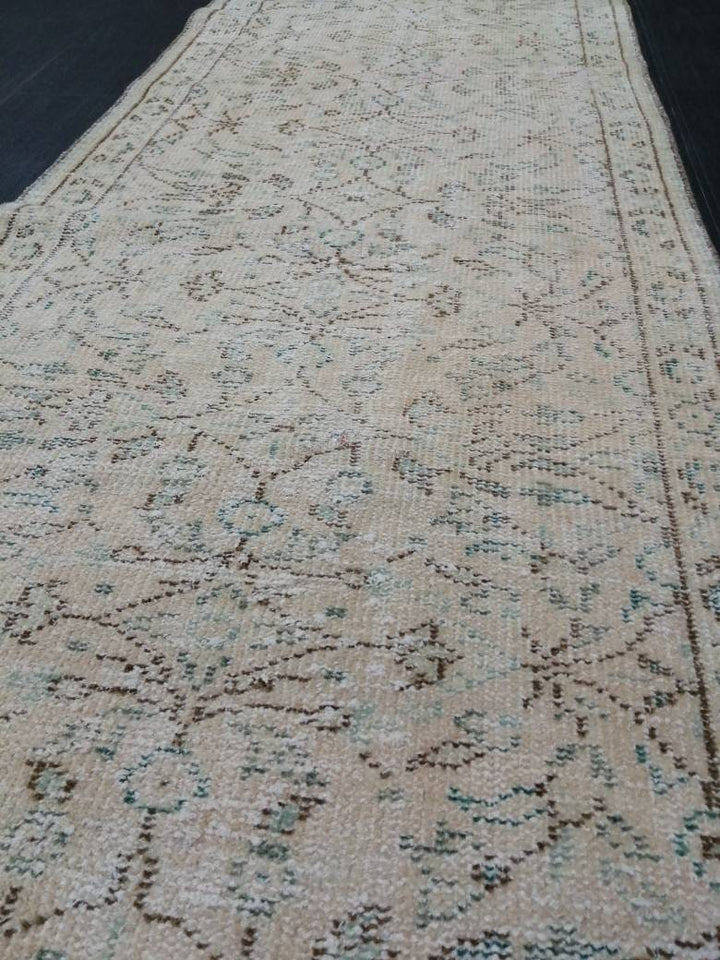 Tan Turkish Runner Rug 2' 5" x 10' 9" Hand-Knotted border