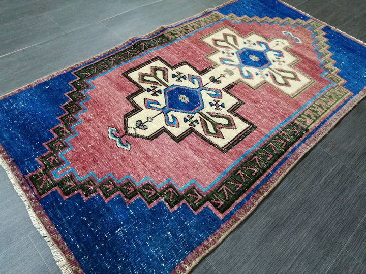 Blue Turkish Runner Rug 2' 7" x 4' 9" Hand-Knotted | No. WR62059