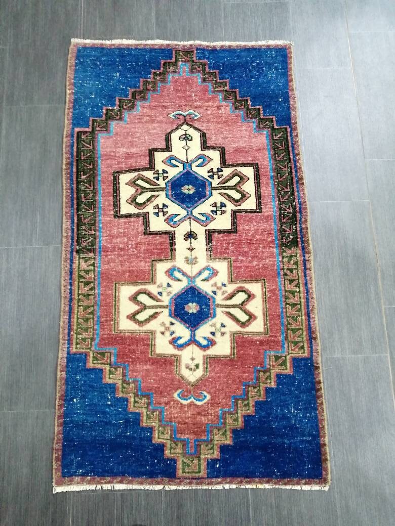 Blue Turkish Runner Rug 2' 7" x 4' 9" Hand-Knotted | No. WR62059