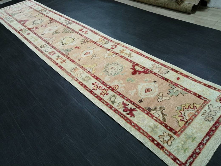 Beige Turkish Runner Rug 2' 11" x 14' 2" Hand-Knotted field