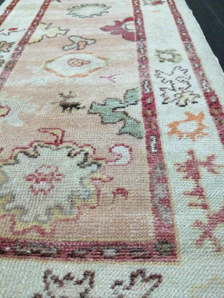 Beige Turkish Runner Rug 2' 11" x 14' 2" Hand-Knotted close-up
