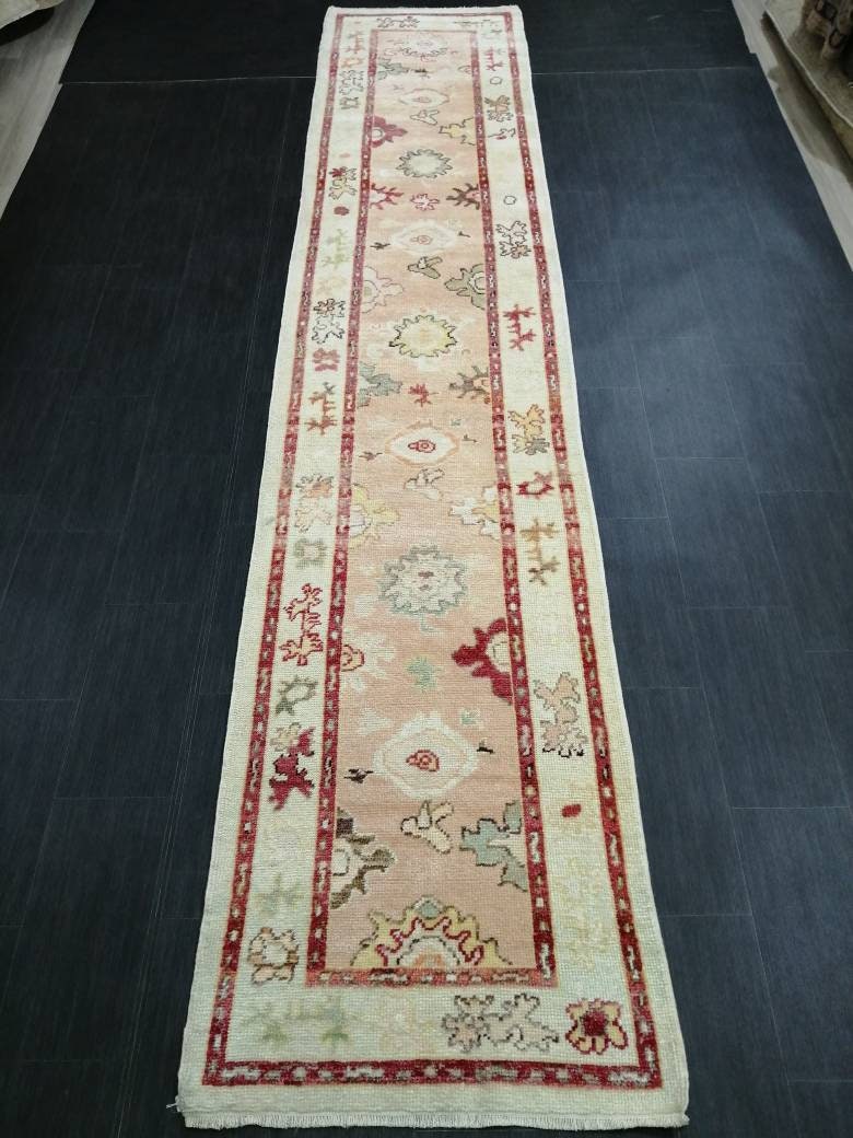 Beige Turkish Runner Rug 2' 11" x 14' 2" Hand-Knotted texture